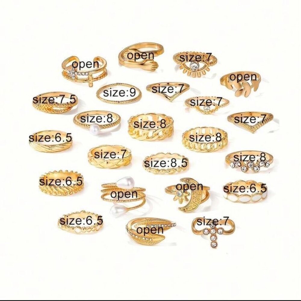 ✨ 23-Piece Gold Ring Set | Trendy Boho Coastal Jewelry ✨ - Picture 3 of 4